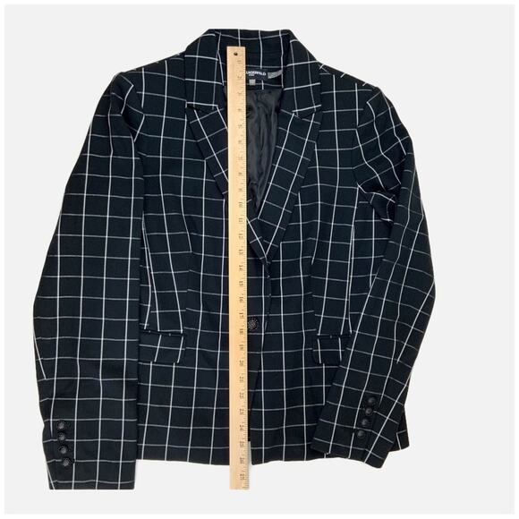 Karl Lagerfeld Paris Black and White Windowpane Blazer Women's Size 14 - Picture 5 of 9